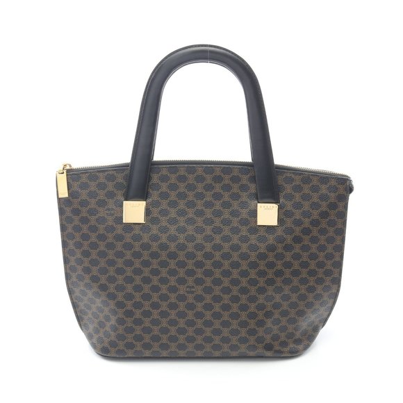 Celine Macadam Handbag, PVC Coated Canvas, Women's, Black/Brown - Picture 1 of 11